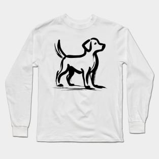 Stick figure dog in black ink Long Sleeve T-Shirt